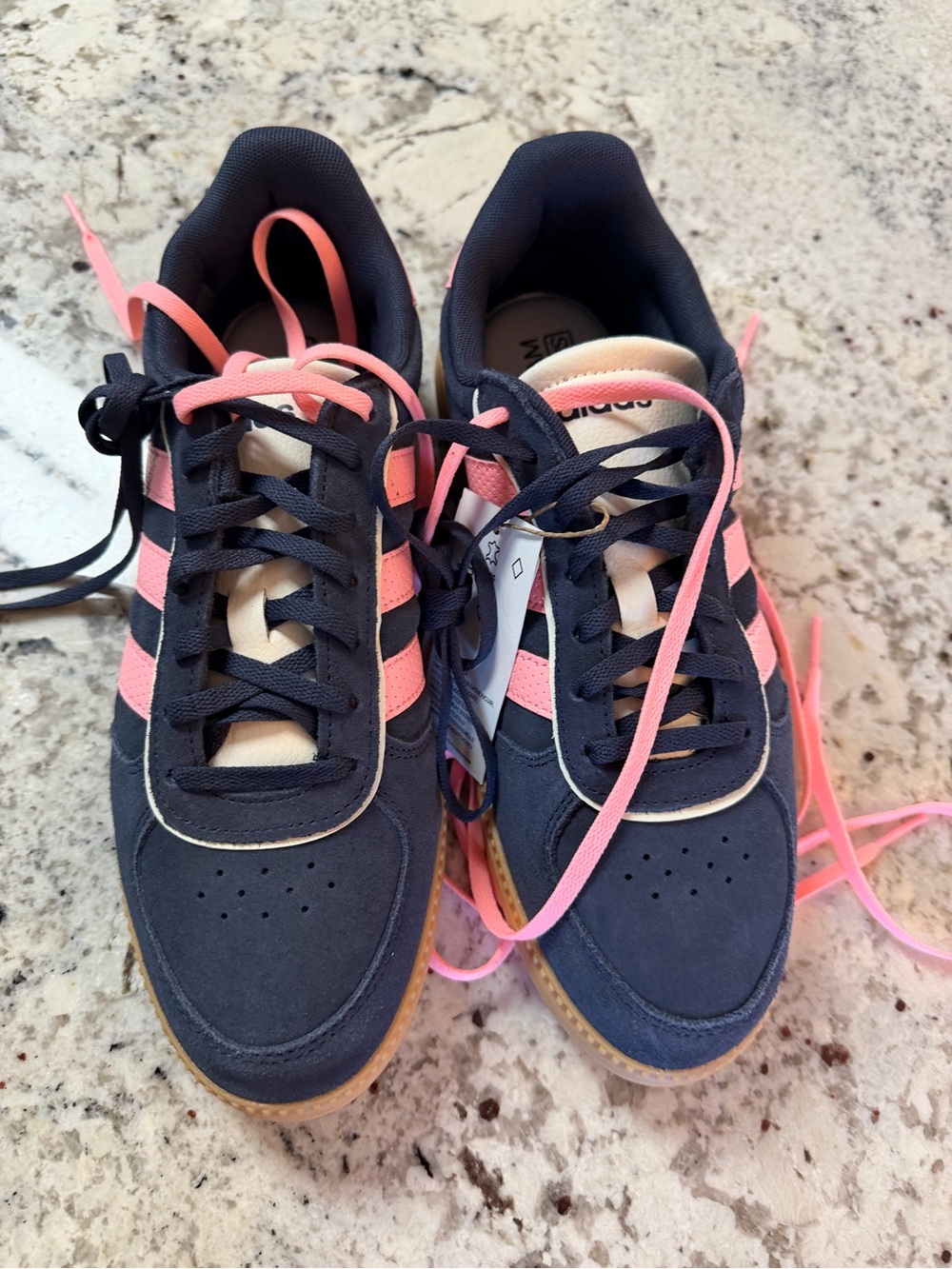 adidas Navy Suede Sneakers with Pink Stripes - Picture 6 of 6